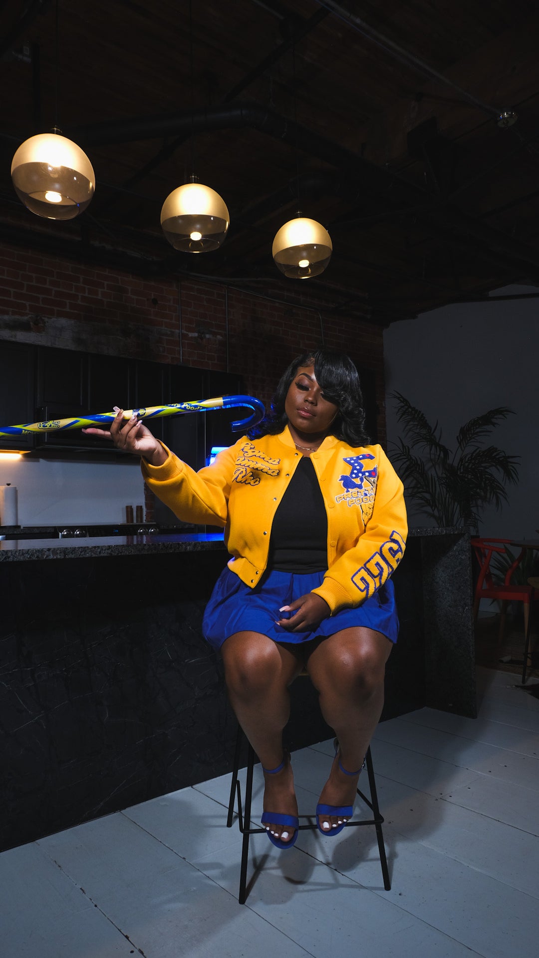 Yellow Gold Graffiti Sigma Gamma Rho Wool Crop Jacket