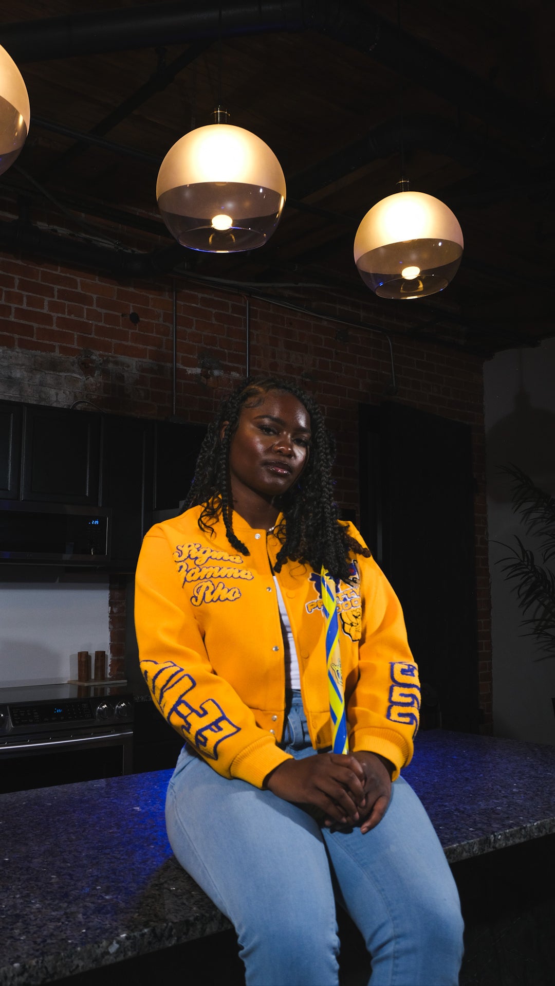 Yellow Gold Graffiti Sigma Gamma Rho Wool Crop Jacket