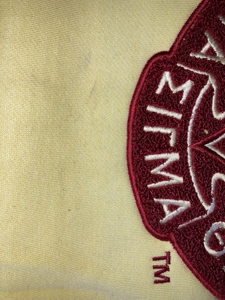 FINAL SALE: 3XL Delta Sigma Theta Chenille Crest Crimson and Cream Vinyl Leather Crewneck Sweatshirt (SEE PICS & DESCRIPTION for Details)