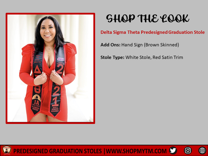 Delta Sigma Theta Custom Predesigned Graduation Stole w/ Garment Care Bag