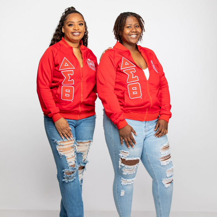 Delta Sigma Theta Track Suit Jacket with Greek Letters and Crest