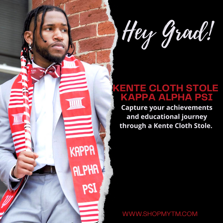 Kappa Alpha Psi Kente Cloth Graduation Stole w/ Garment Care Bag