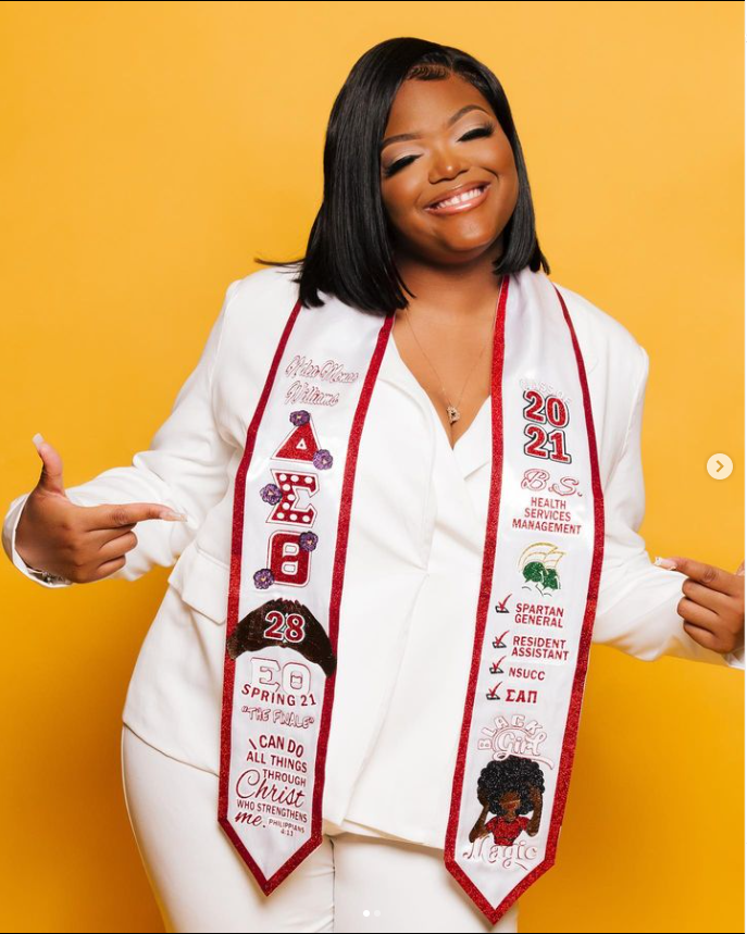 Fully Customized Heat Transfer Vinyl Graduation Stole. We are no longer accepting anymore orders for fully customized items for Spring 2024. Please view our predesigned or freestyle options listed under Grad Stoles